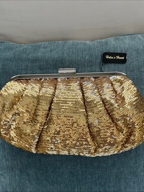 Helen's Heart Gold Sequin Evening Clutch